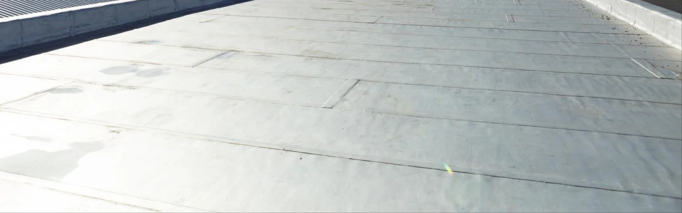 Close-up image of a flat commercial roof